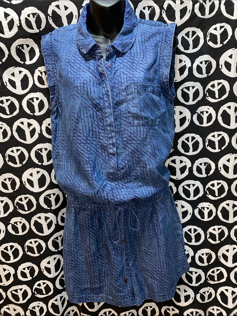 TART ROMPER BLUE SLEEVELESS DRAWSTRING WAIST SZ S